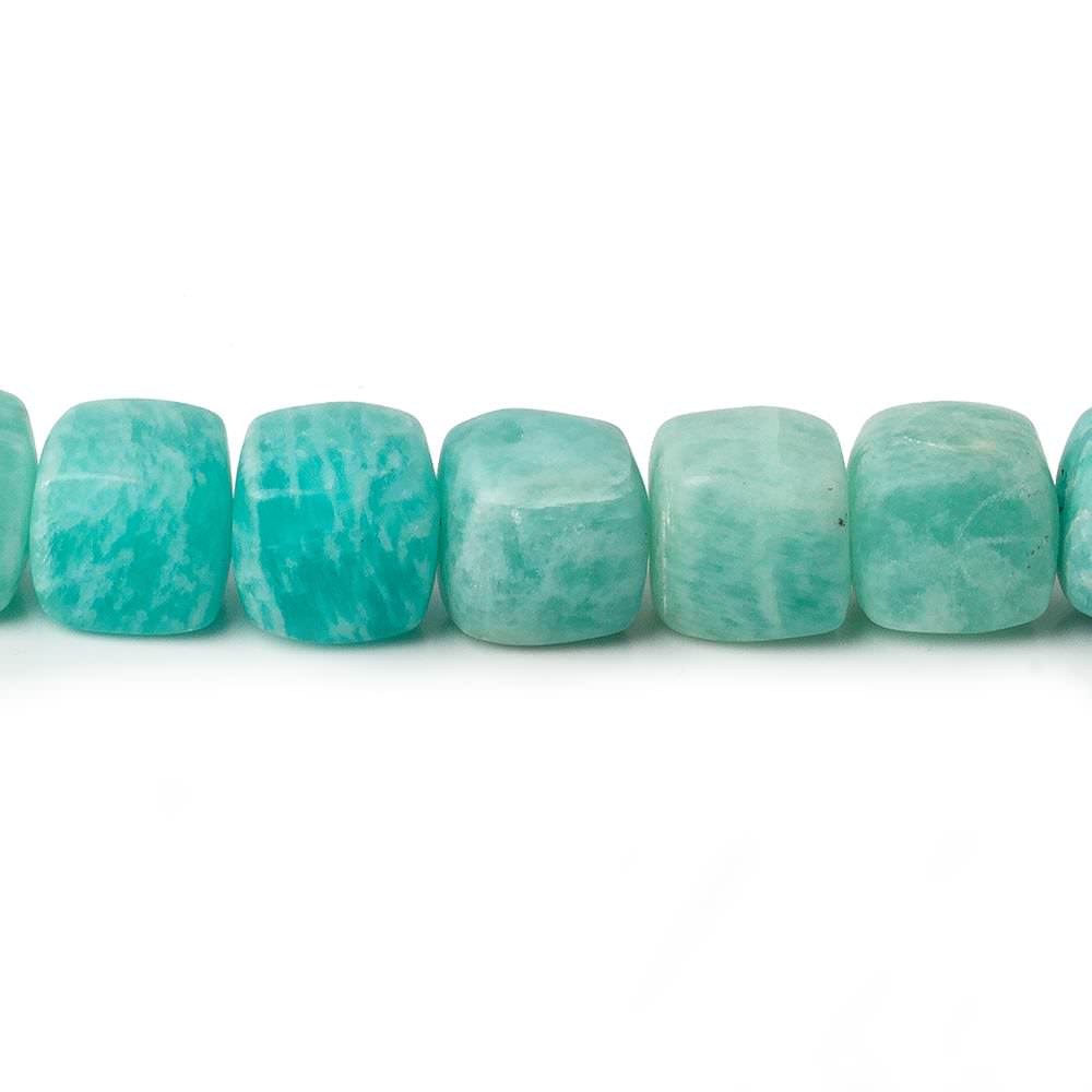  7.5x7.5mm - 8x8mm Matte Amazonite plain cubes 7.5 inch 23 beads AA 