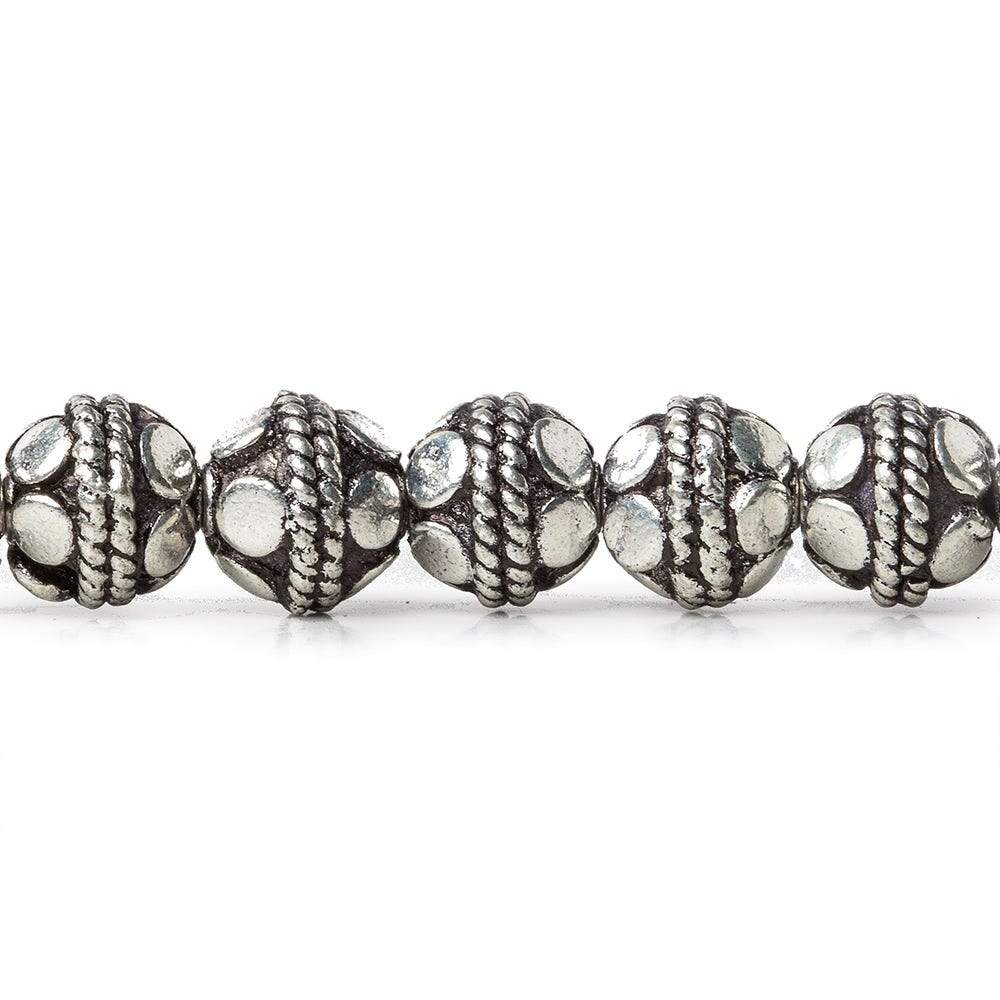  7mm Antiqued Sterling Silver Plated Copper Bead Bali Round 8 inch 31 pcs 