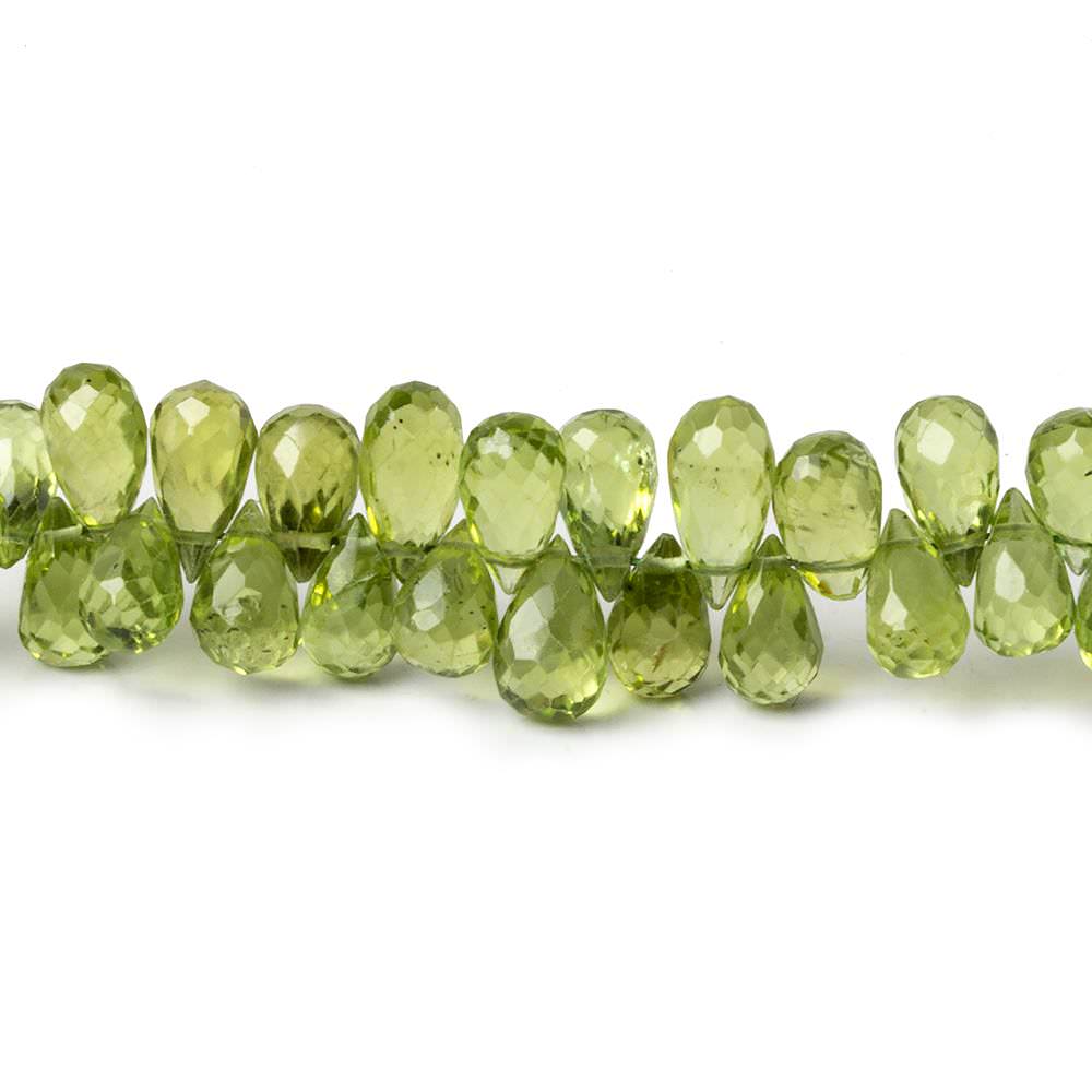  5x3-7x5mm Peridot Faceted Tear Drop Beads 9 inch 86 pieces AAA 