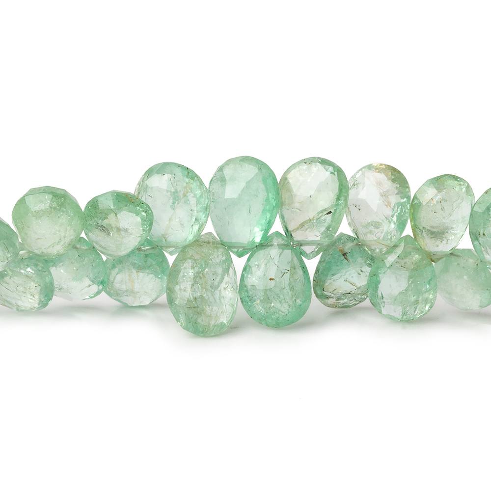  7x5-11x7mm Colombian Emerald faceted pear beads 7.75 inch 60 pieces AA 