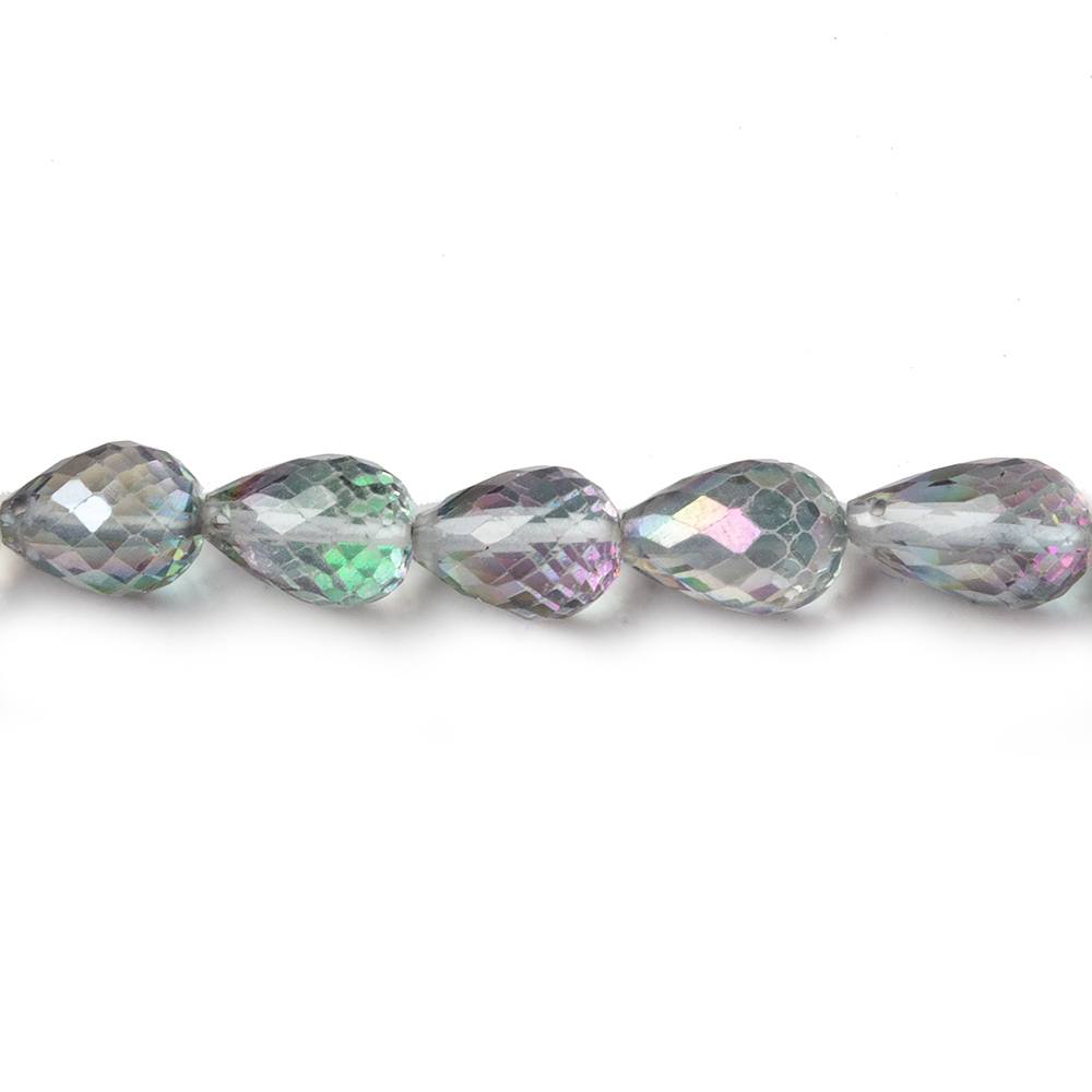  9x6mm Mystic White Topaz straight drilled faceted tear drops 9 inch 22 beads AA 