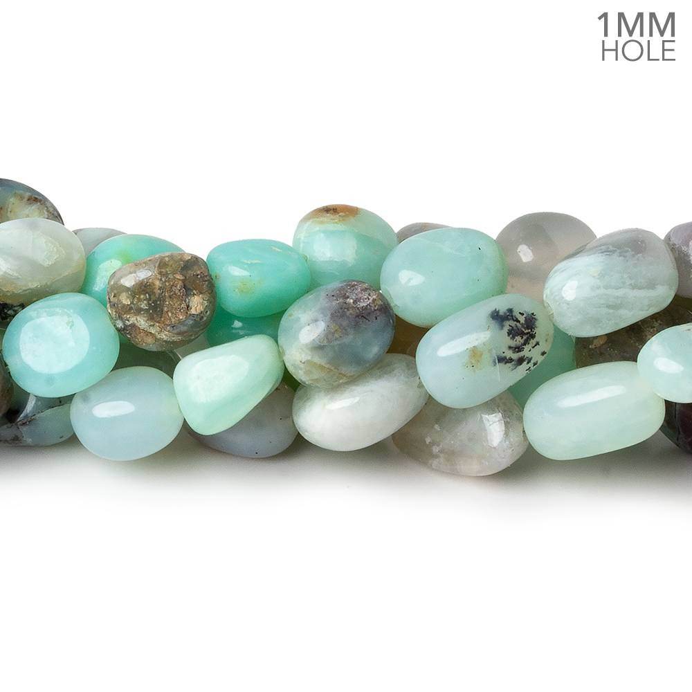  7-9mm Blue Peruvian Opal plain nuggets 13.5 inch 35 beads 