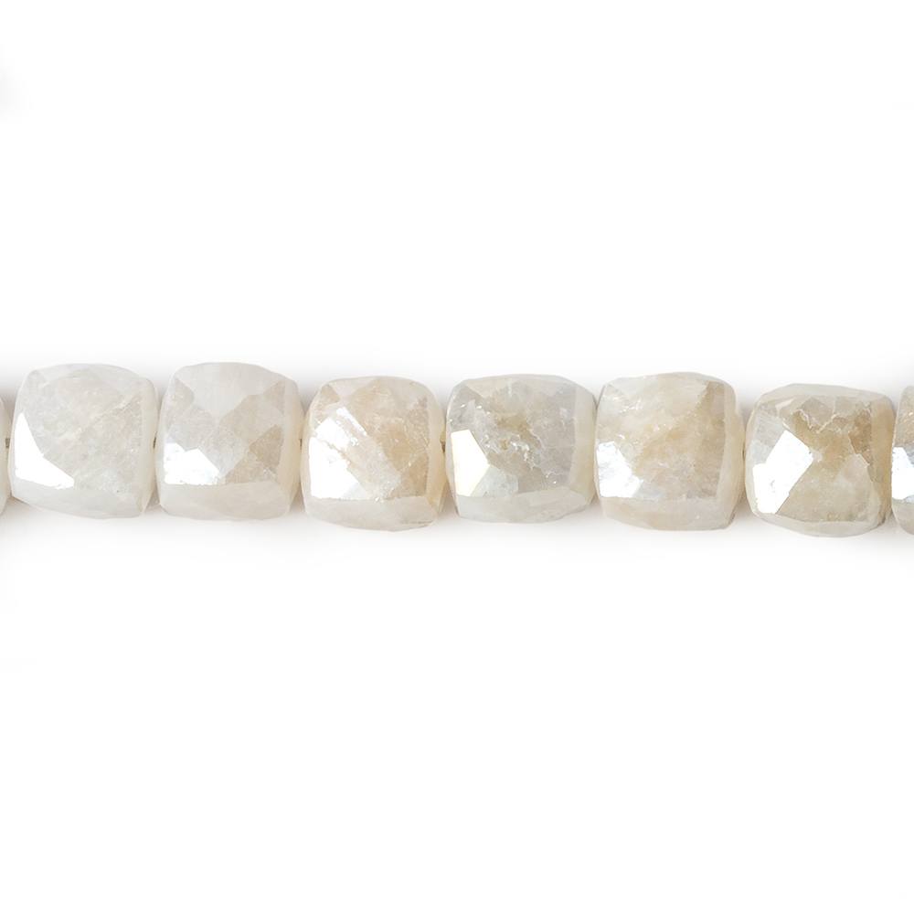  7x7mm Silverite Sapphire Faceted Cube beads 8 inch 30 pcs 