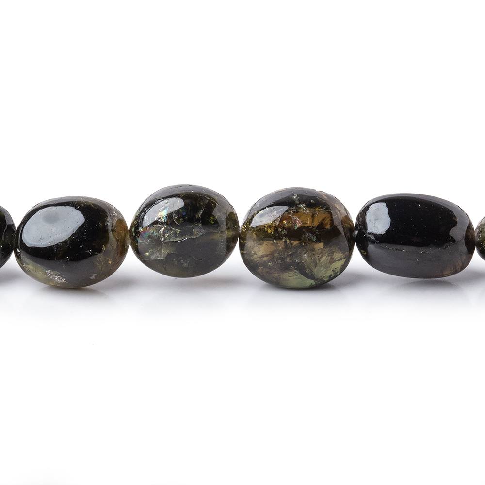  8-10.5mm Green Tourmaline Plain Nugget Beads 16 inch 41 pieces 