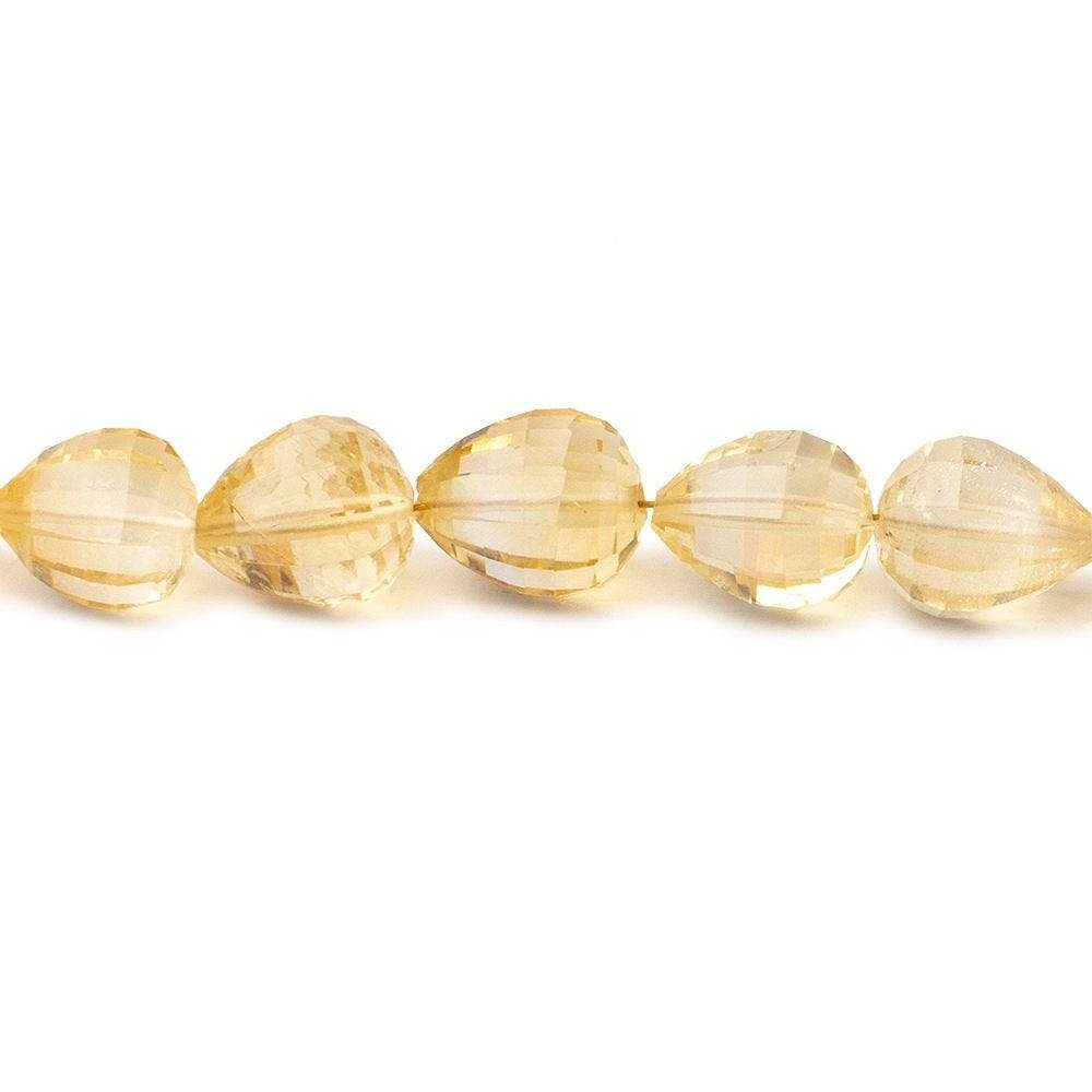  8-11mm Citrine Checkerboard Faceted Straight Drilled Tear Drop Beads 16 inch 42 pieces 