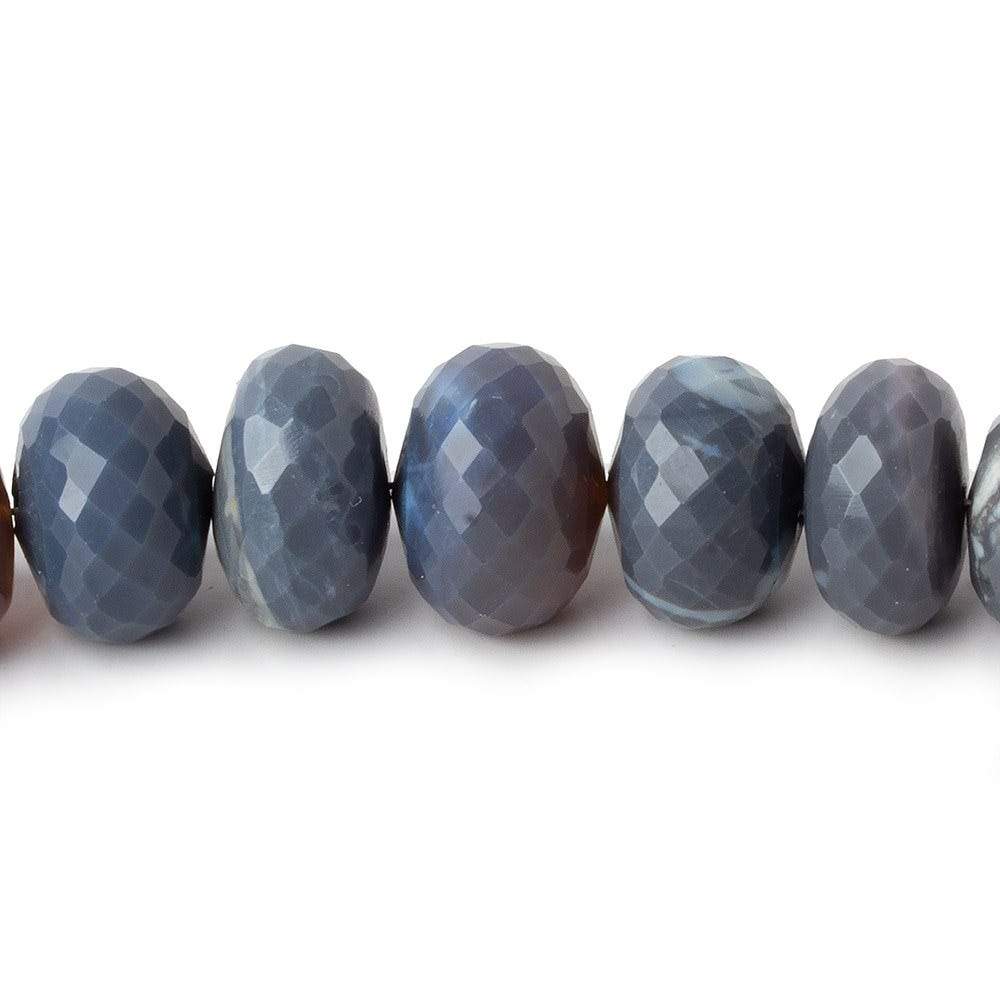  8-12.5mm Blue Grey Australian Opal faceted rondelle beads 18 inch 73 pieces 