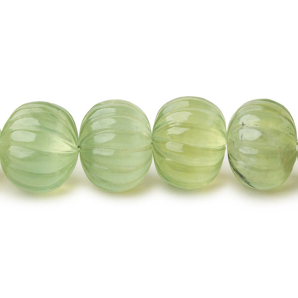 8-12mm Prehnite hand carved Melon rondelles 16 inch 49 beads 