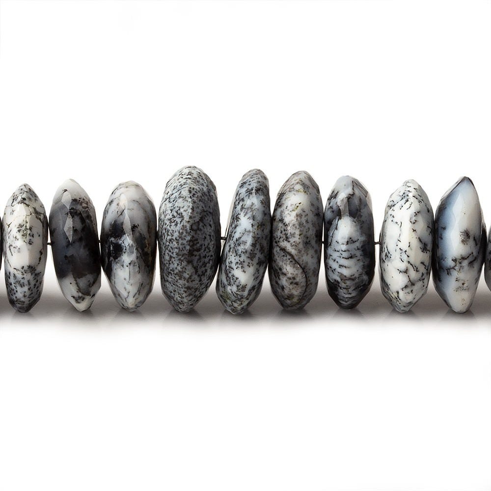  8-13mm Dendritic Opal German Faceted Rondelles 16 inch 95 beads 