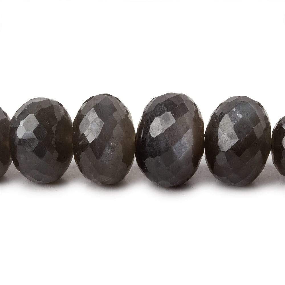  8-13mm Platinum Grey Moonstone faceted rondelles 15 inch 58 beads AA 