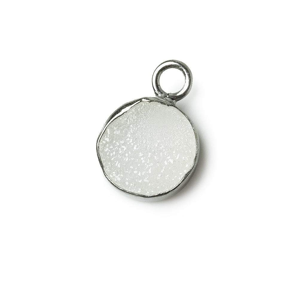  8-8.5mm Black Gold Bezel White Drusy Coin Pendant 1 piece 