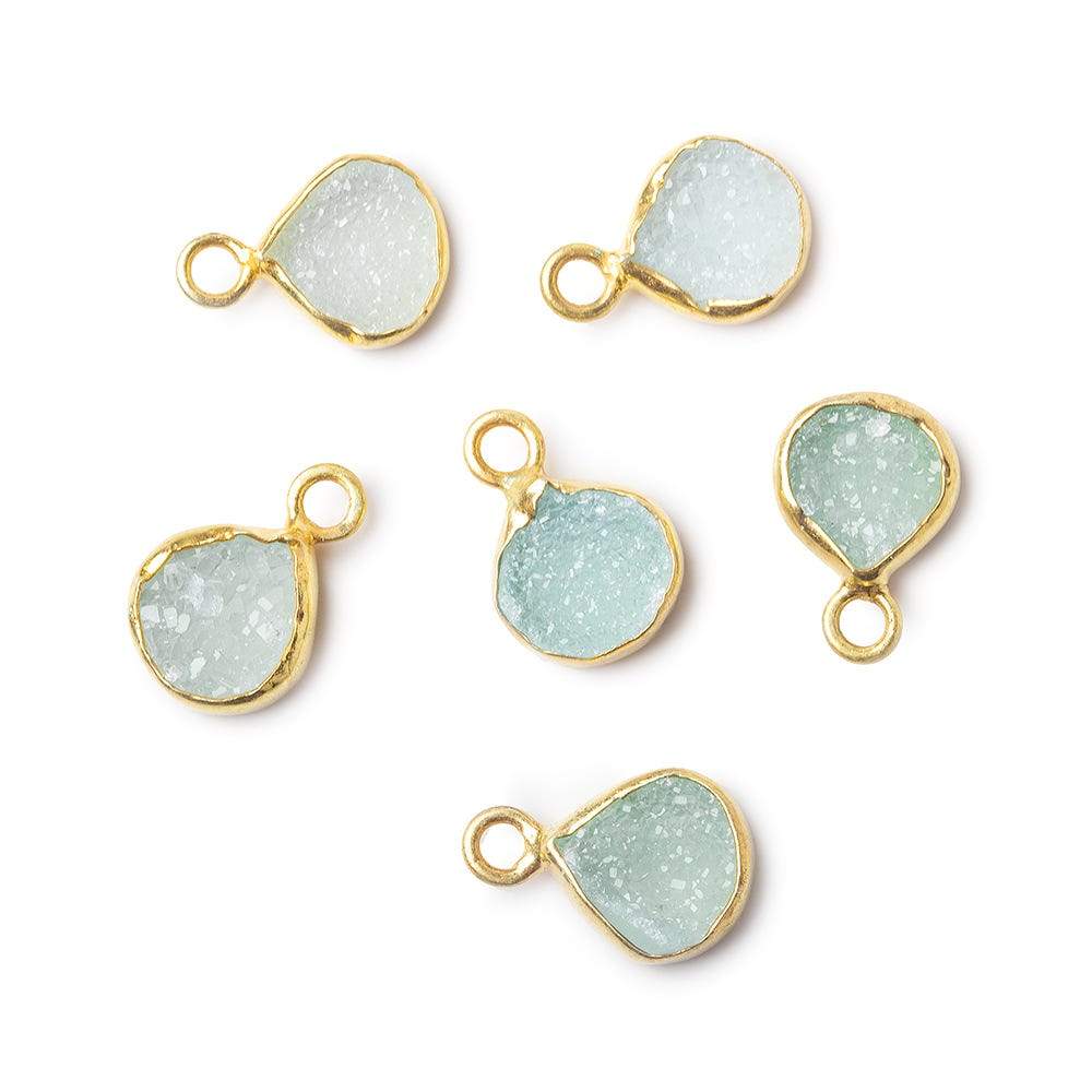  8-8.5mm Vermeil Bezel Seafoam Green Drusy Heart Pendant 1 piece 