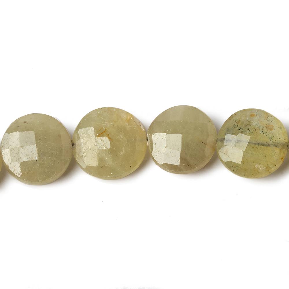  8.5-11mm Pale Yellow Sapphire Faceted Coin Beads 8 inch 20 pieces 