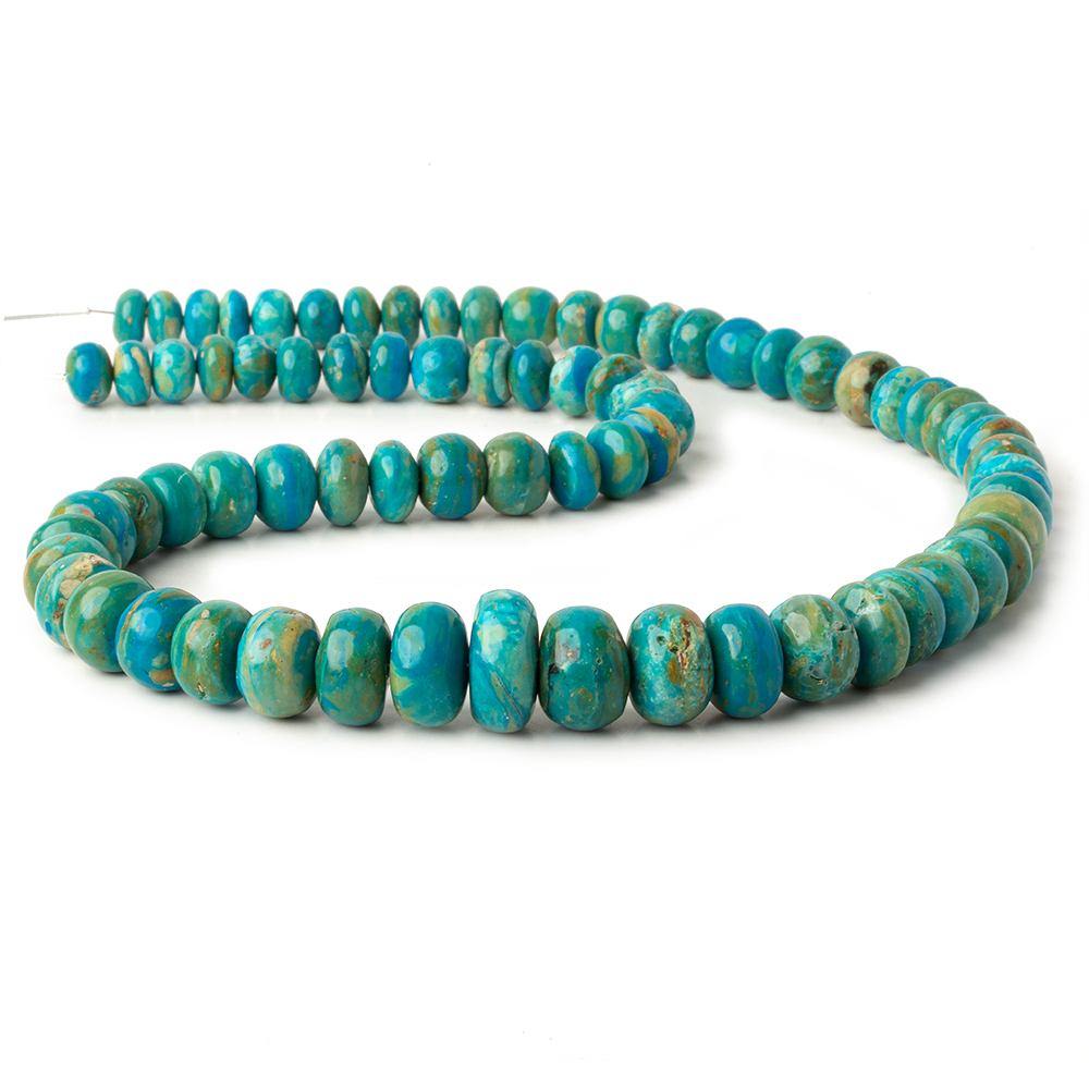  8.5-15.5mm Peruvian Blue Opal plain rondelle beads 20 inch 74 pieces AA 