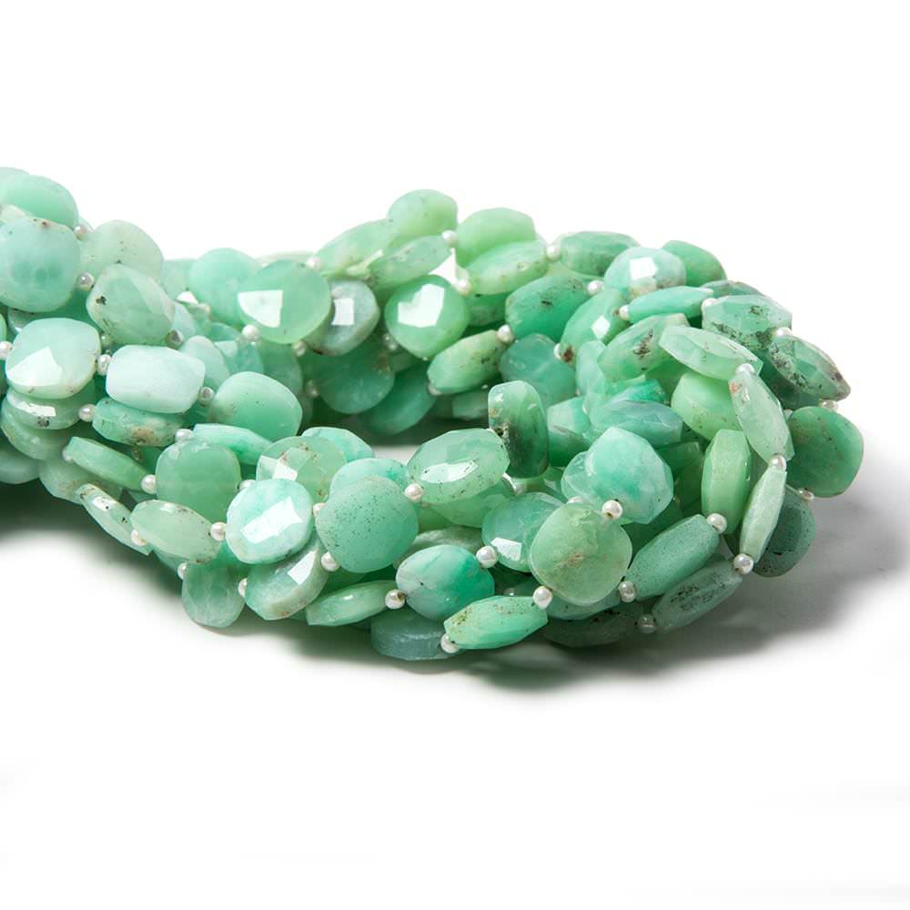  8.5-9.5mm Chrysoprase faceted pillow beads 14 inch 30 pieces 