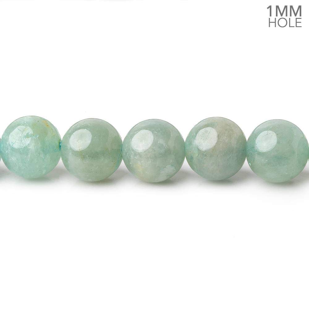  8.5mm Milky Aquamarine plain round large hole beads 16 inch 50 pieces A 