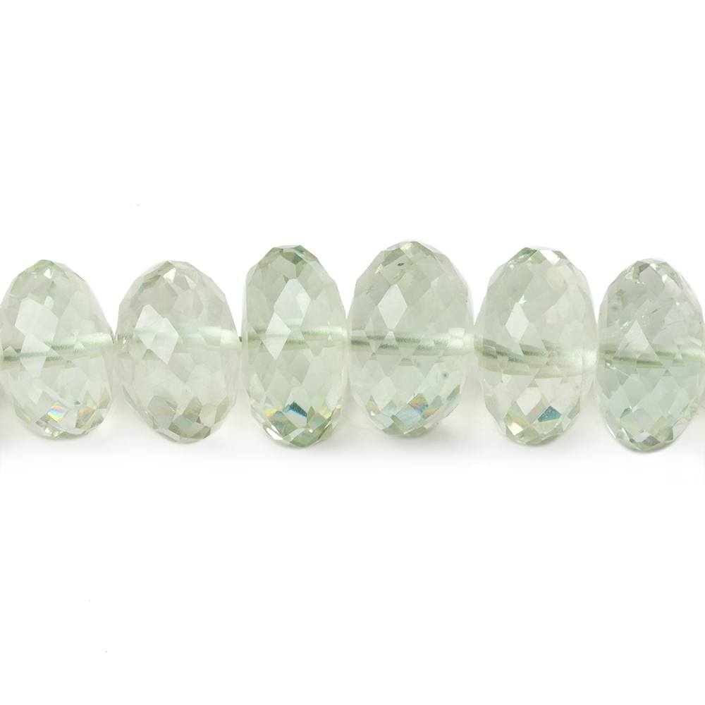  8mm - 11.5mm Prasiolite faceted rondelle beads 16 inch 74 pieces AAA 