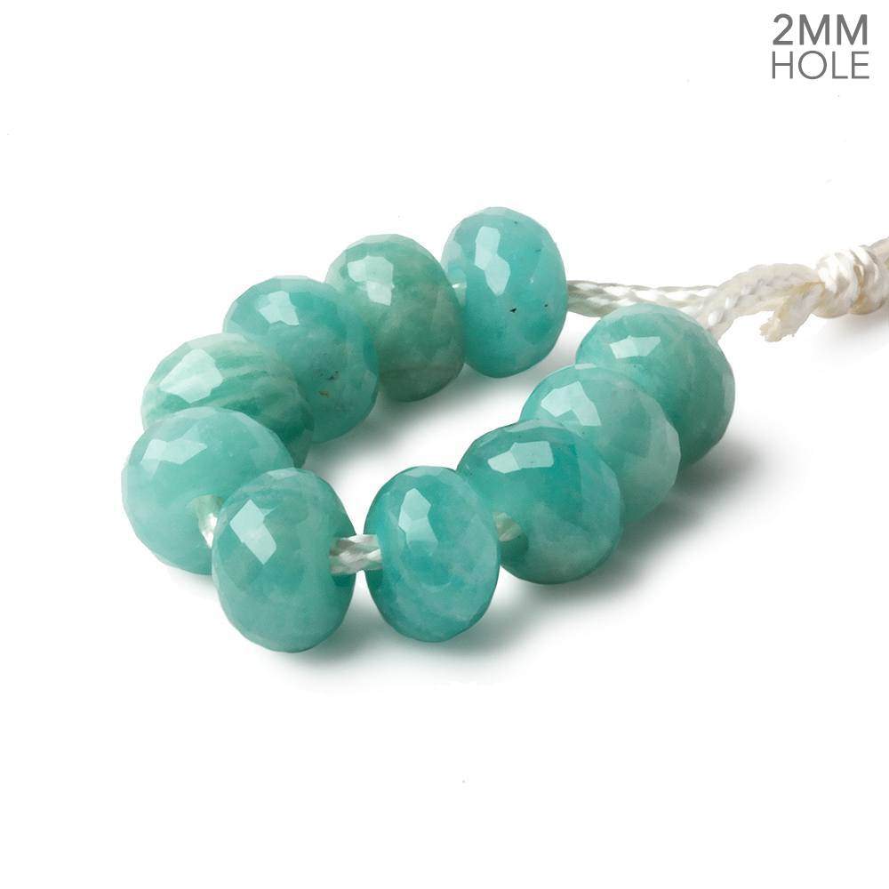  8mm Amazonite 2mm Large Hole Faceted Rondelle Bead Set of 10 