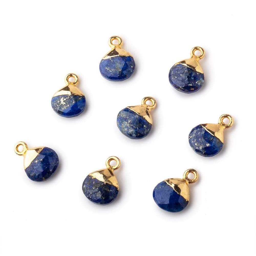  8mm Gold Leafed Lapis Lazuli faceted heart 1 focal bead 