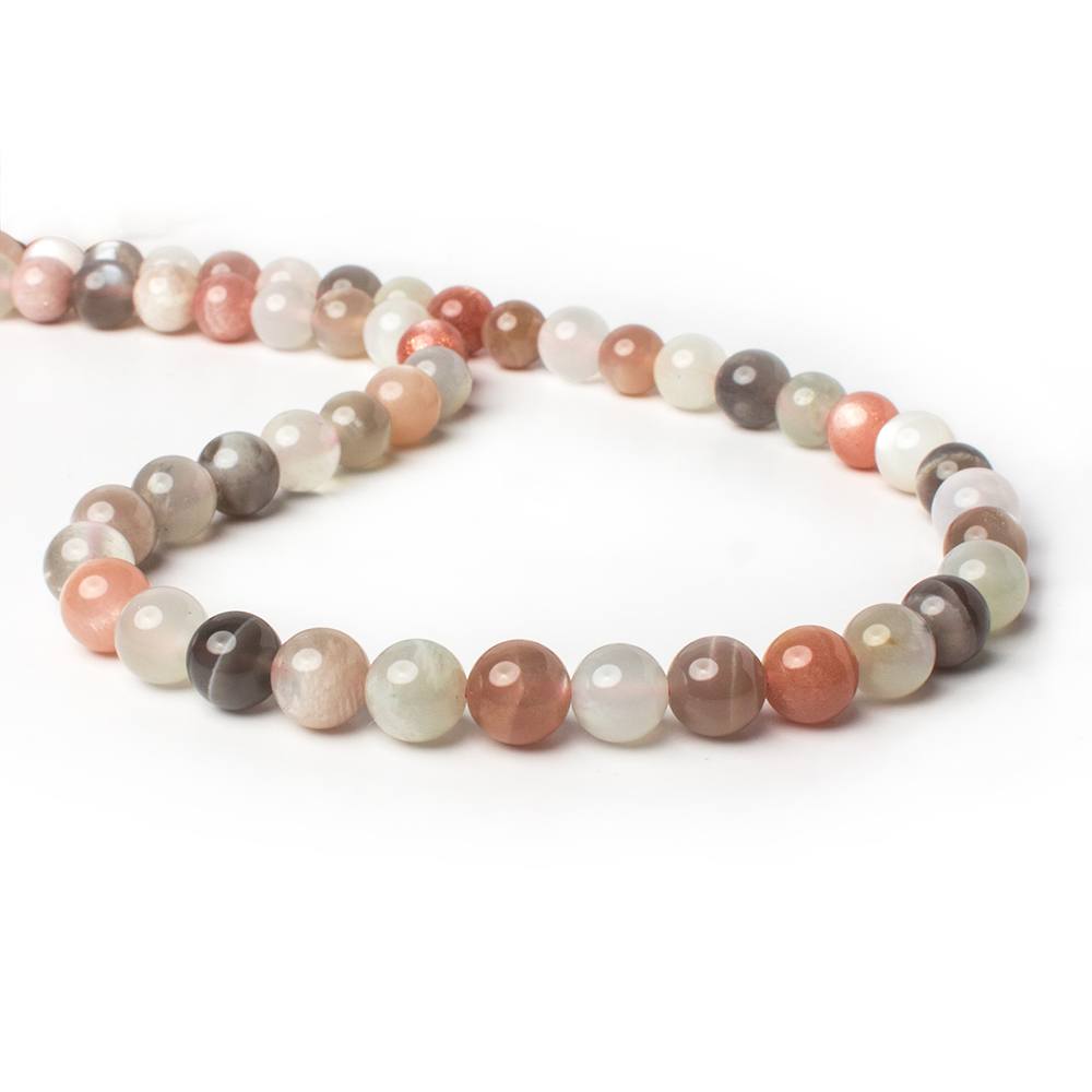  8mm Multi Color Moonstone Plain Rounds 16 inch 50 beads AA 