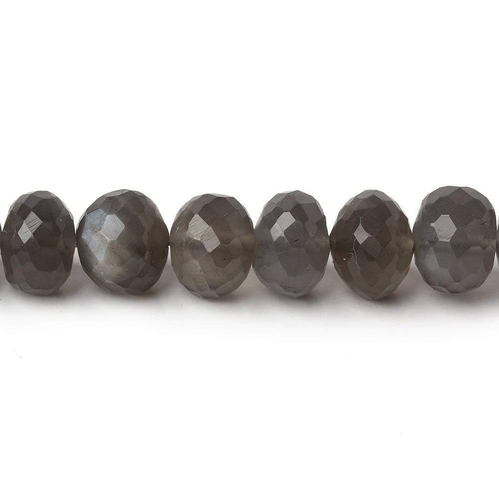  8mm Platinum Grey Moonstone Faceted Rondelles 16 inch 74 Beads AA 