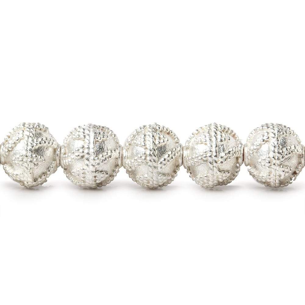  8mm Sterling Silver plated Copper Miligrain Round Bead 8 inch 27 beads 