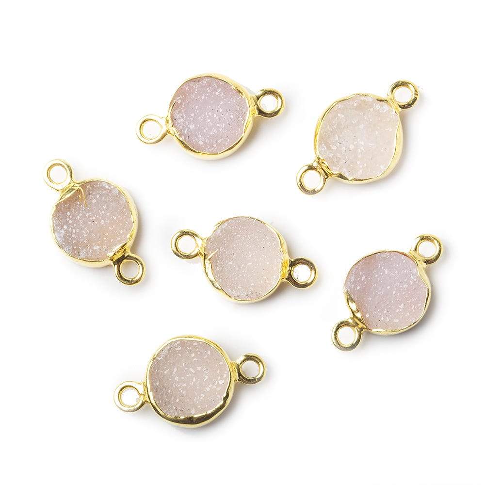  8mm Vermeil Bezel Pink Drusy Coin Connector 1 piece 