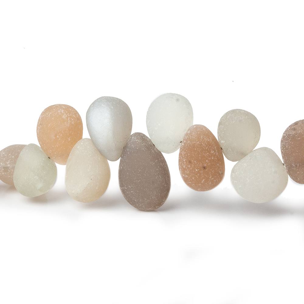  8x6-11x7mm Matte Multi Color Moonstone plain pears 8 inch beads A 