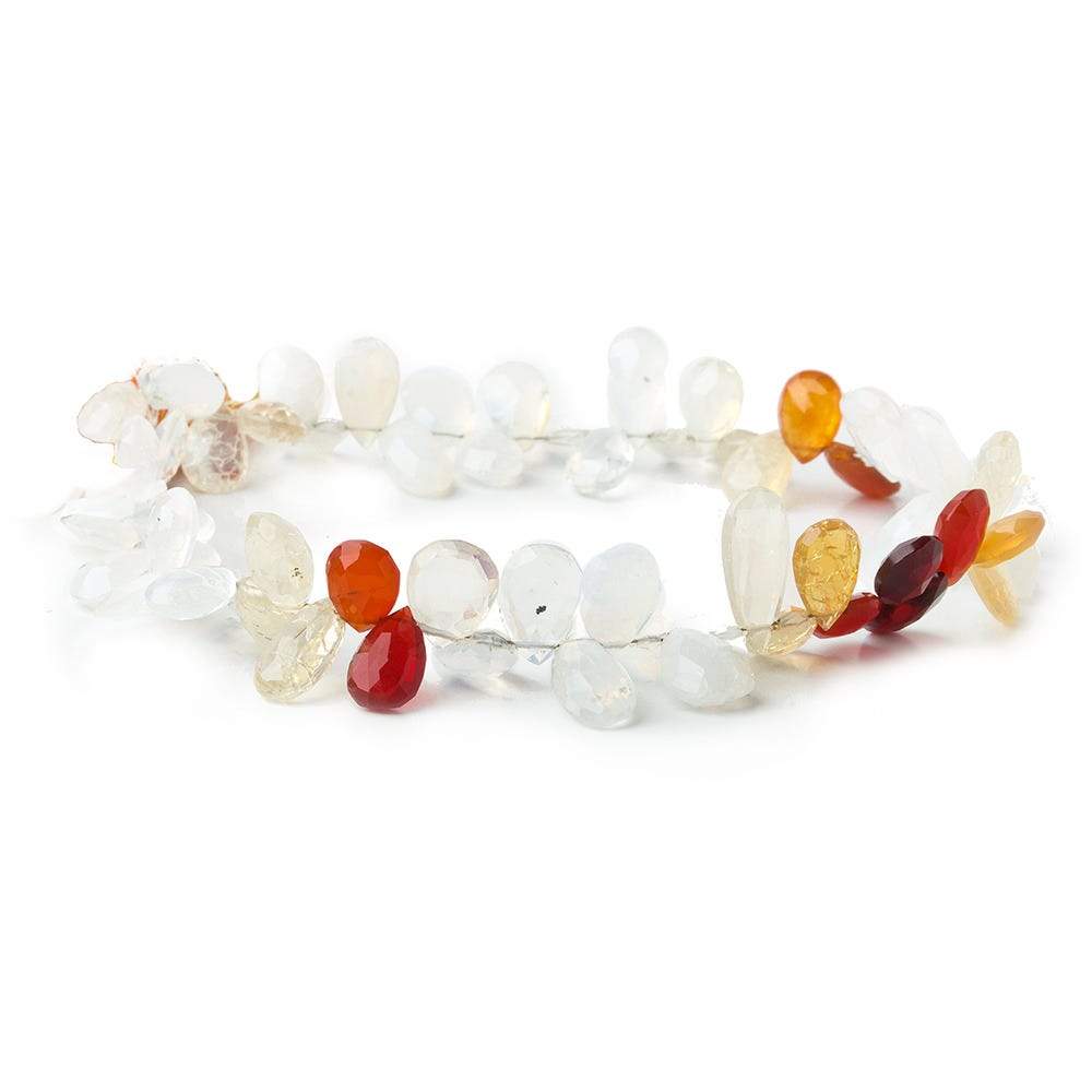  8x6-15x6.5mm Multi Color Mexican Fire Opal Pear Briolette beads 9 inch 64 pieces 