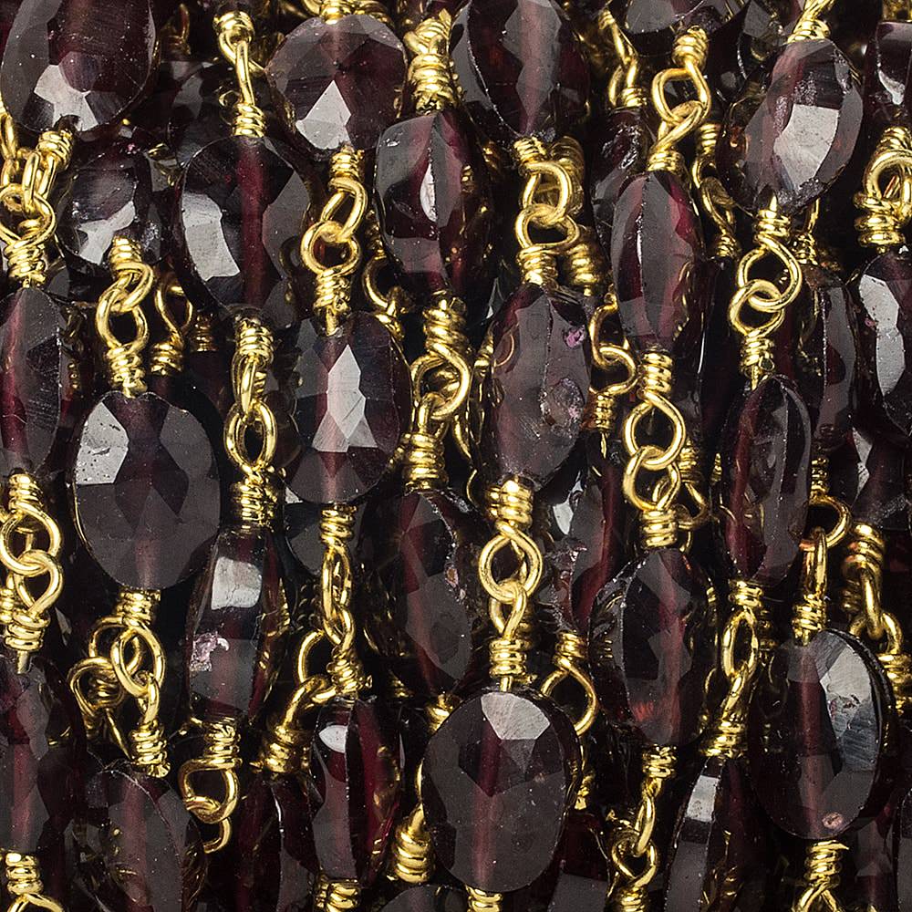  8x6-9x7mm Garnet faceted oval Gold Chain by the foot 20 pieces 