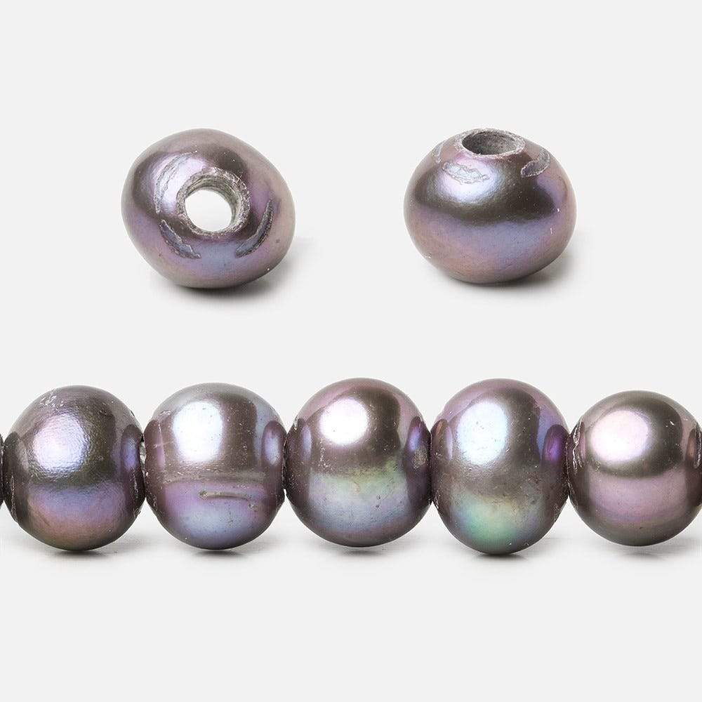  8x6-9x7mm Tri Color Peacock 2.5mm Large Hole Off Round Freshwater Pearl 15 inch 58 pcs 