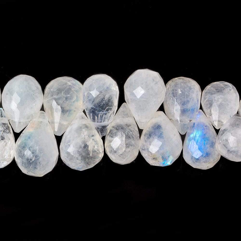  8x7-11x6mm Rainbow Moonstone Faceted Tear Drop Beads 8 inches 59 beads 