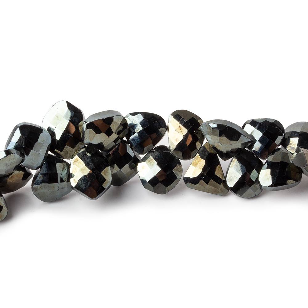  8x7-11x7mm Platinum Metallic Black Spinel fancy shapes 9 inch 62 beads 