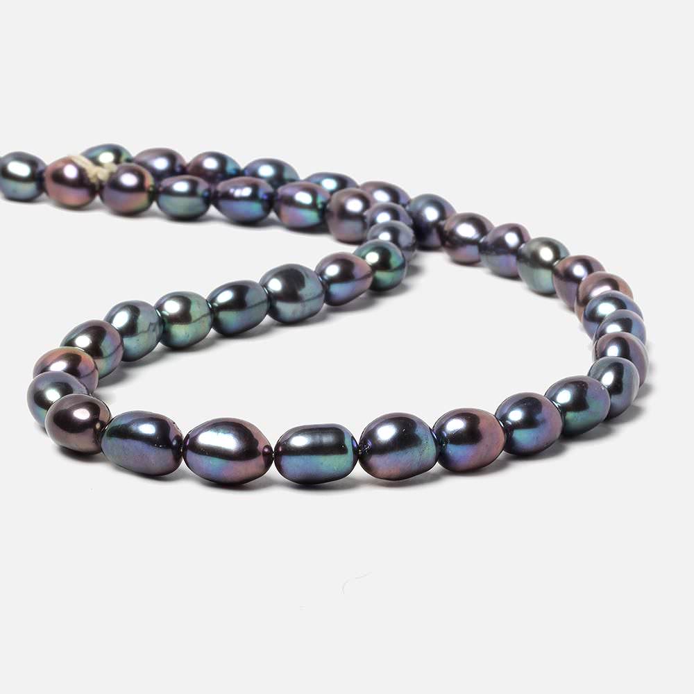  8x7-11x8mm Peacock straight drill Oval Freshwater Pearls 15 inch 36 pieces AA 