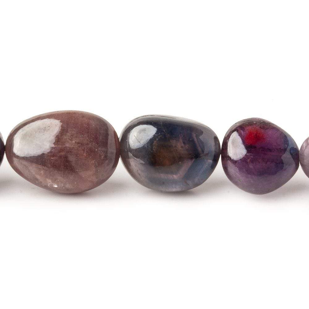  8x7-17x12mm Multi color Sapphire & Ruby plain nuggets 18 inch 41 beads A 