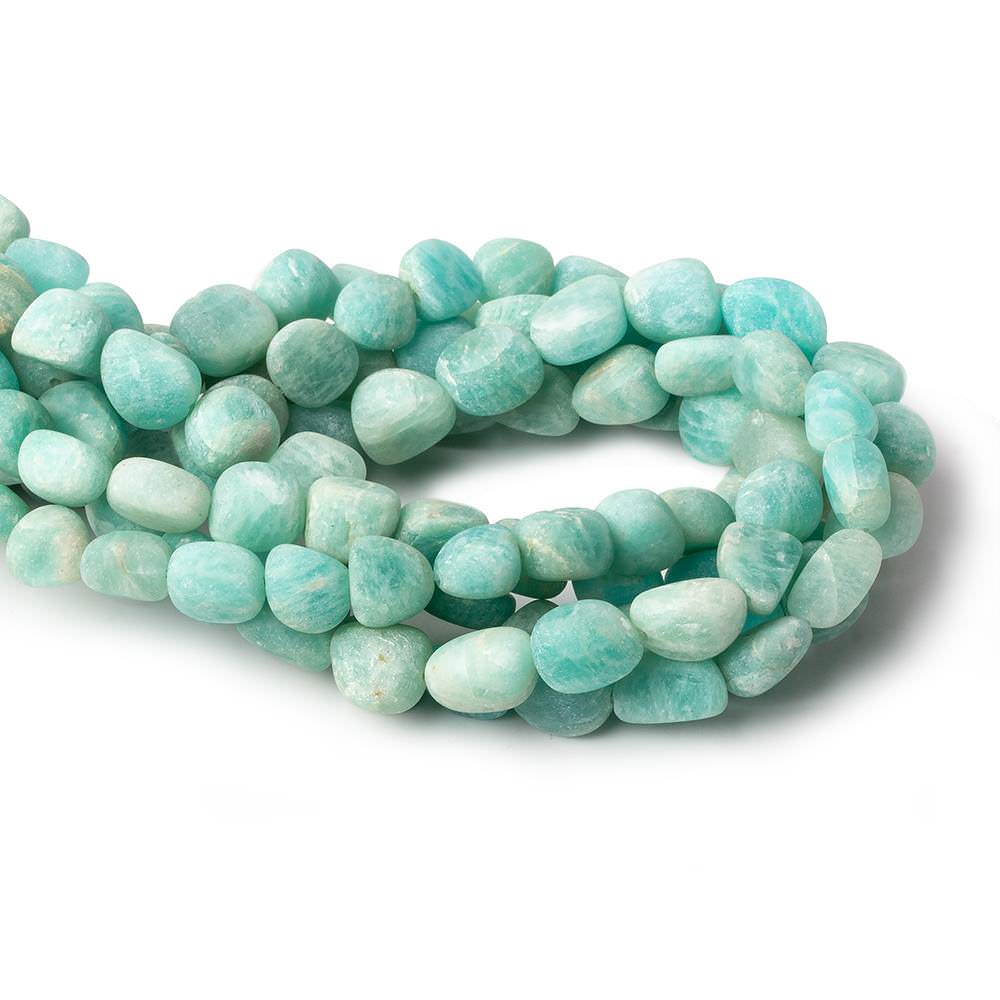  8x7-9.5x8.5mm Matte Amazonite tumbled plain nuggets 13 inch 32 beads A 
