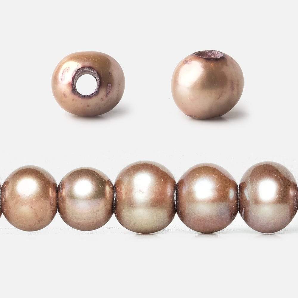  8x7-9x8mm Champagne Off Round Large Hole Freshwater Pearl 15 inch 55 pieces 
