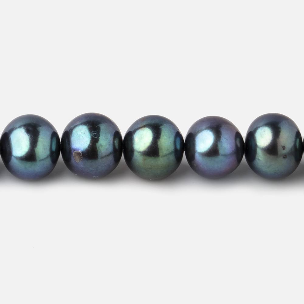  8x7mm Green Peacock Off Round Freshwater Pearls 15.5 inch 52 pieces 