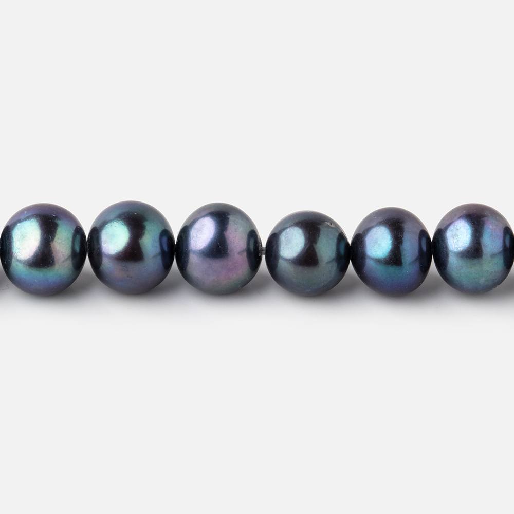  8x7mm Navy Peacock Off Round Freshwater Pearls 15.5 inch 52 pieces 