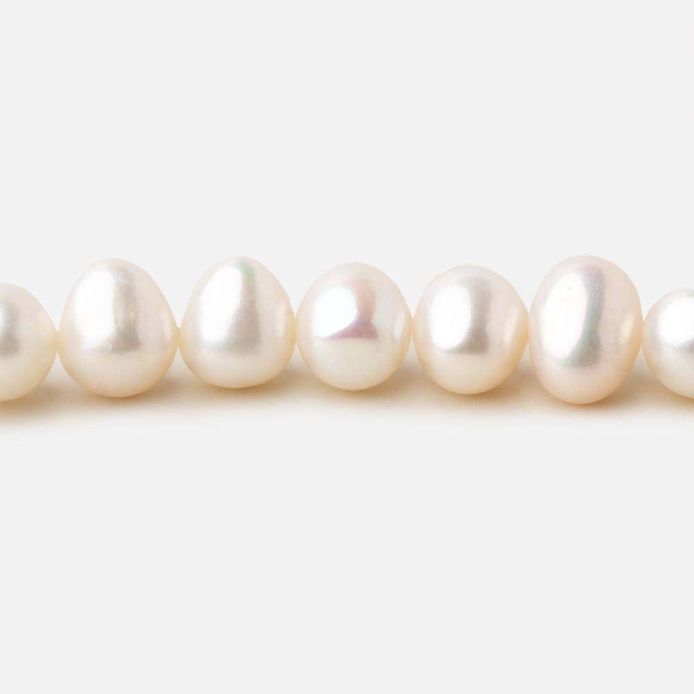  8x7mm Off White side drilled Baroque freshwater pearls 15.5 inch 55 pieces A 