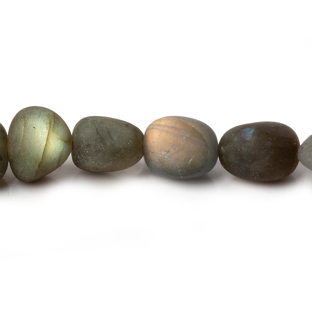  8x8-10x8mm Matte Labradorite tumbled plain nuggets 7.5 inch 19 beads A 
