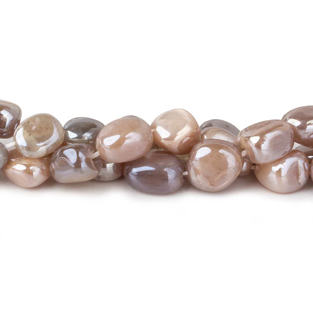  8x8-10x8mm Mystic Multi Color Moonstone plain nuggets 16 inch 45 beads 