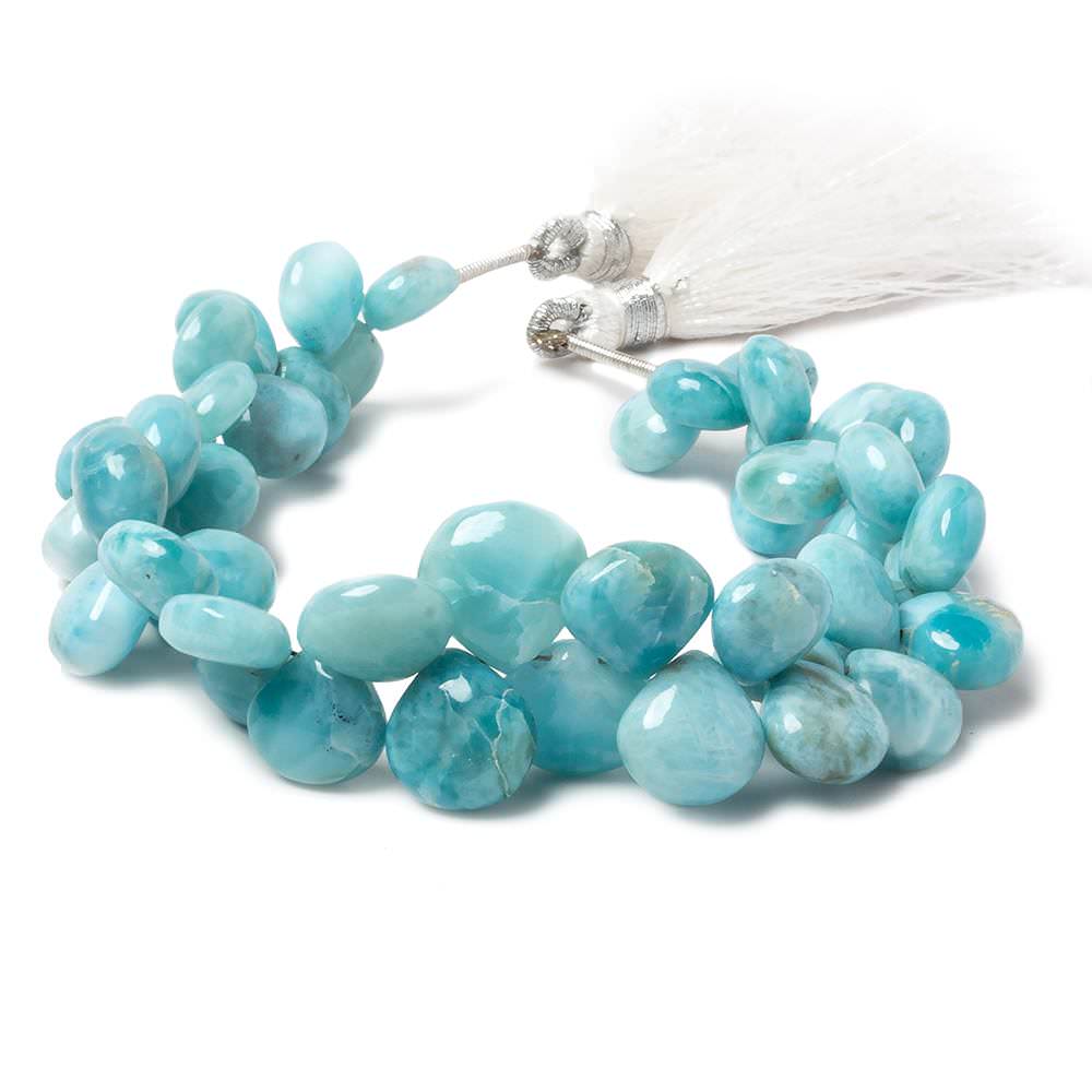  8x8-11x11mm Larimar plain heart beads 7 inch 47 pieces 