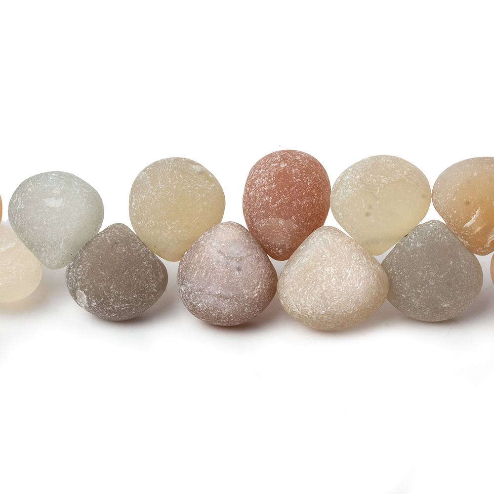  8x8-11x11mm Matte Multi Color Moonstone plain hearts 8 inch 35 beads A 