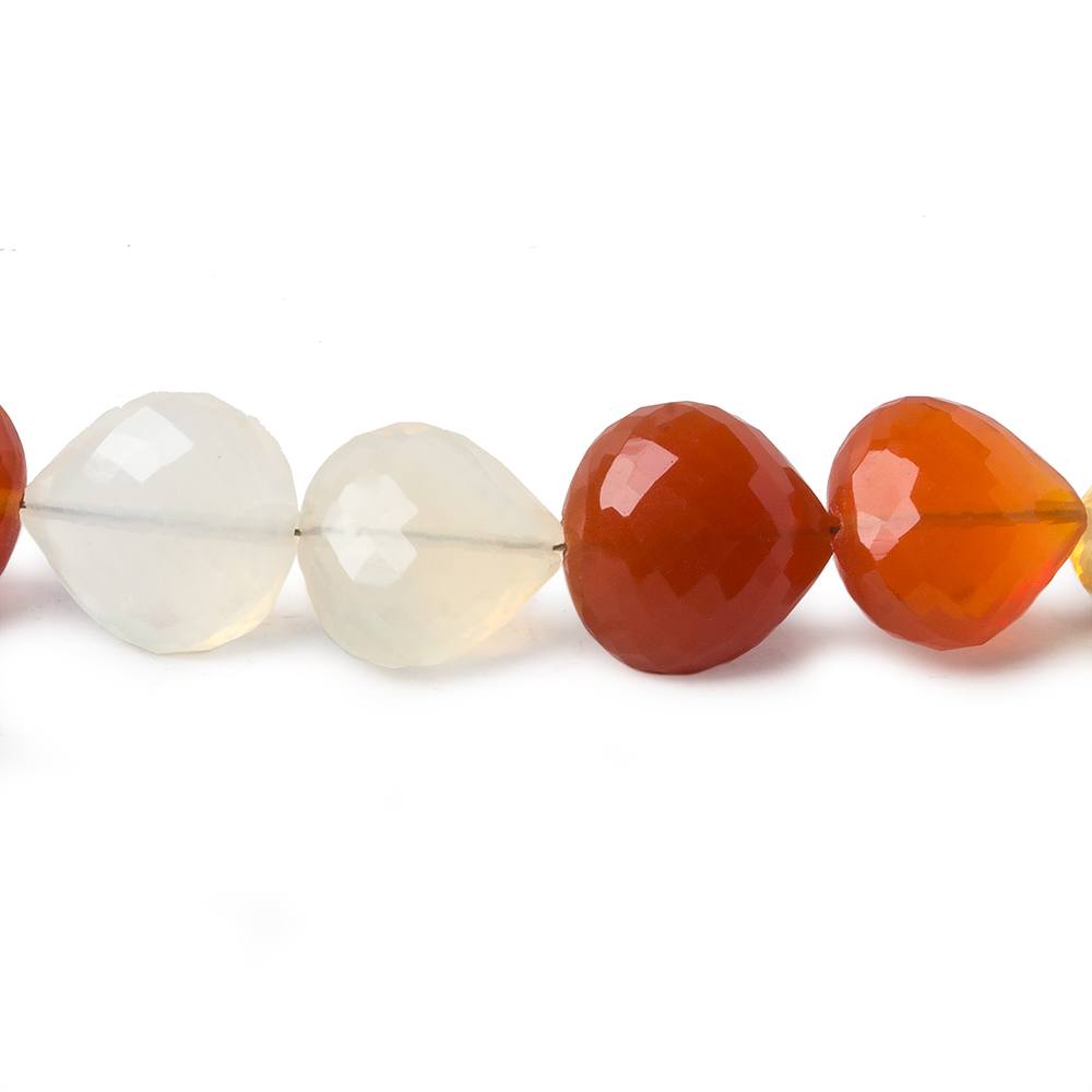  8x8-11x11mm Mexican Fire Opal faceted heart beads 16 inch 42 pieces AA Grade 