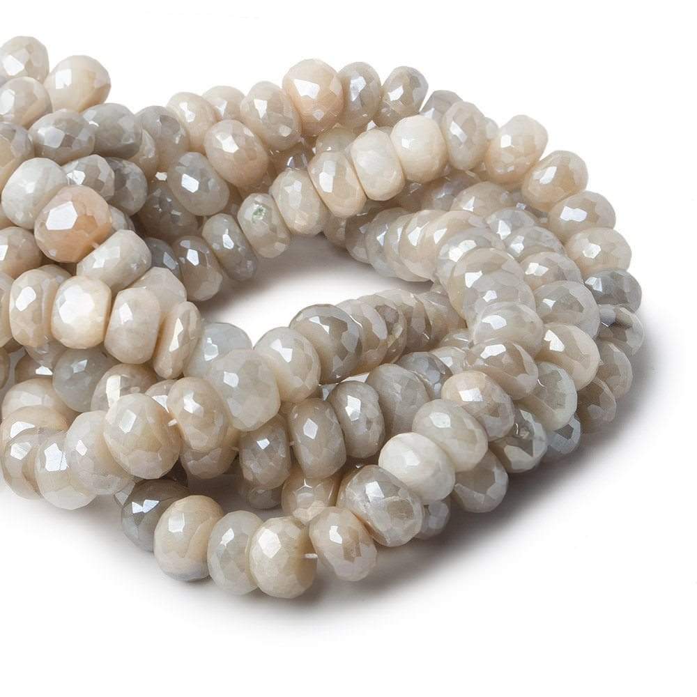  9-10mm Mystic Moonstone faceted rondelle beads 13 inch 52 pieces A 