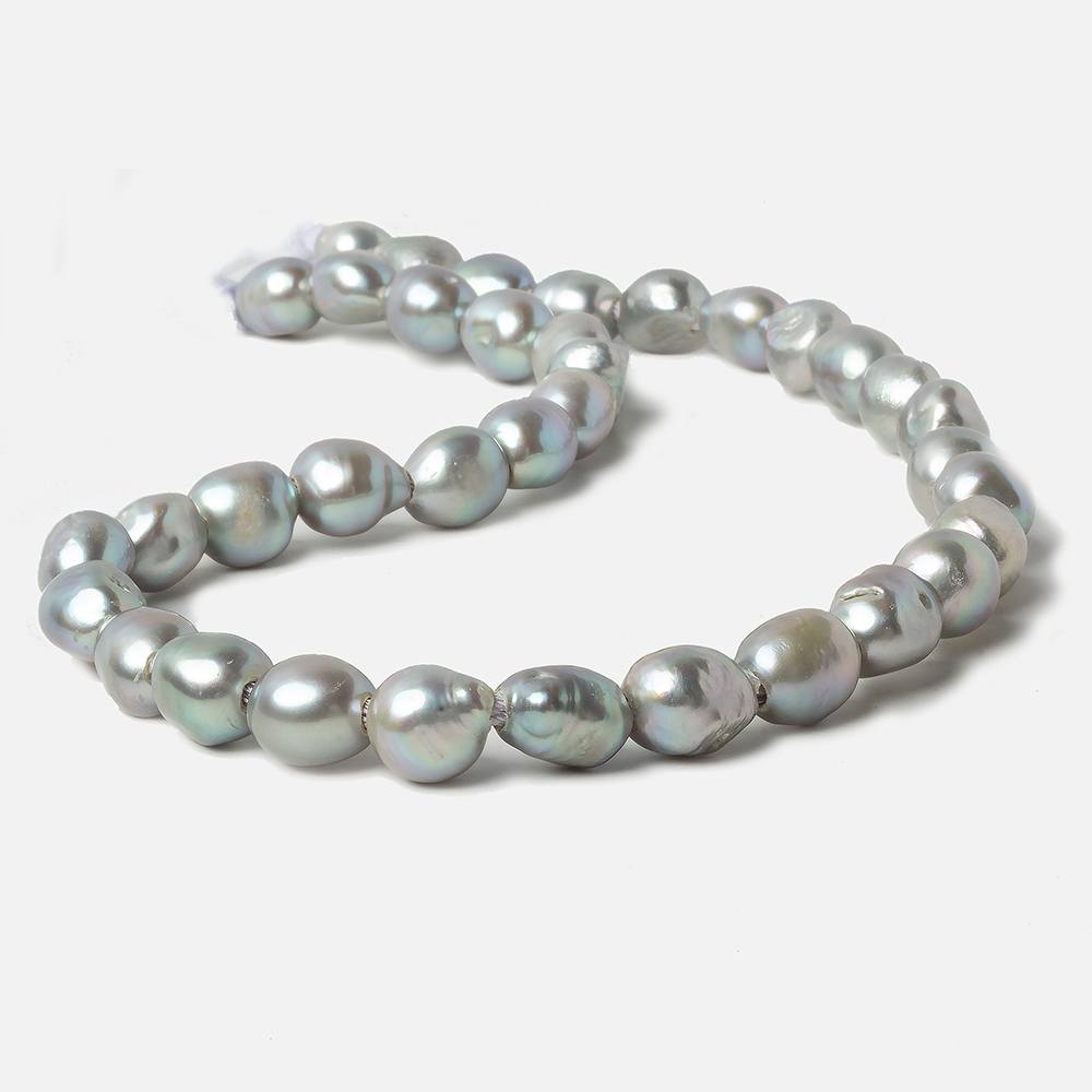  9-10mm Teal Silver Baroque large hole Freshwater Pearls 16 inch 36 pieces 