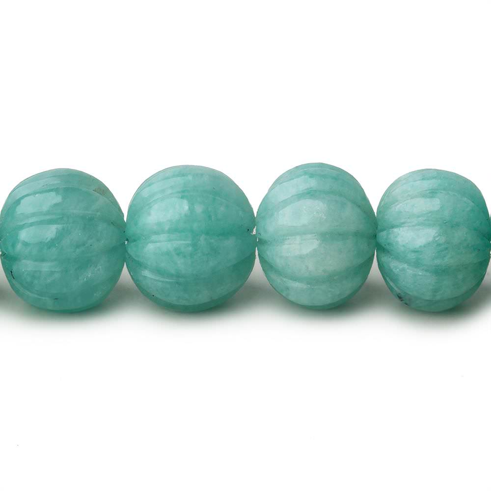  9-12mm Amazonite hand carved Melon rondelles 16 inch 46 beads AAA 