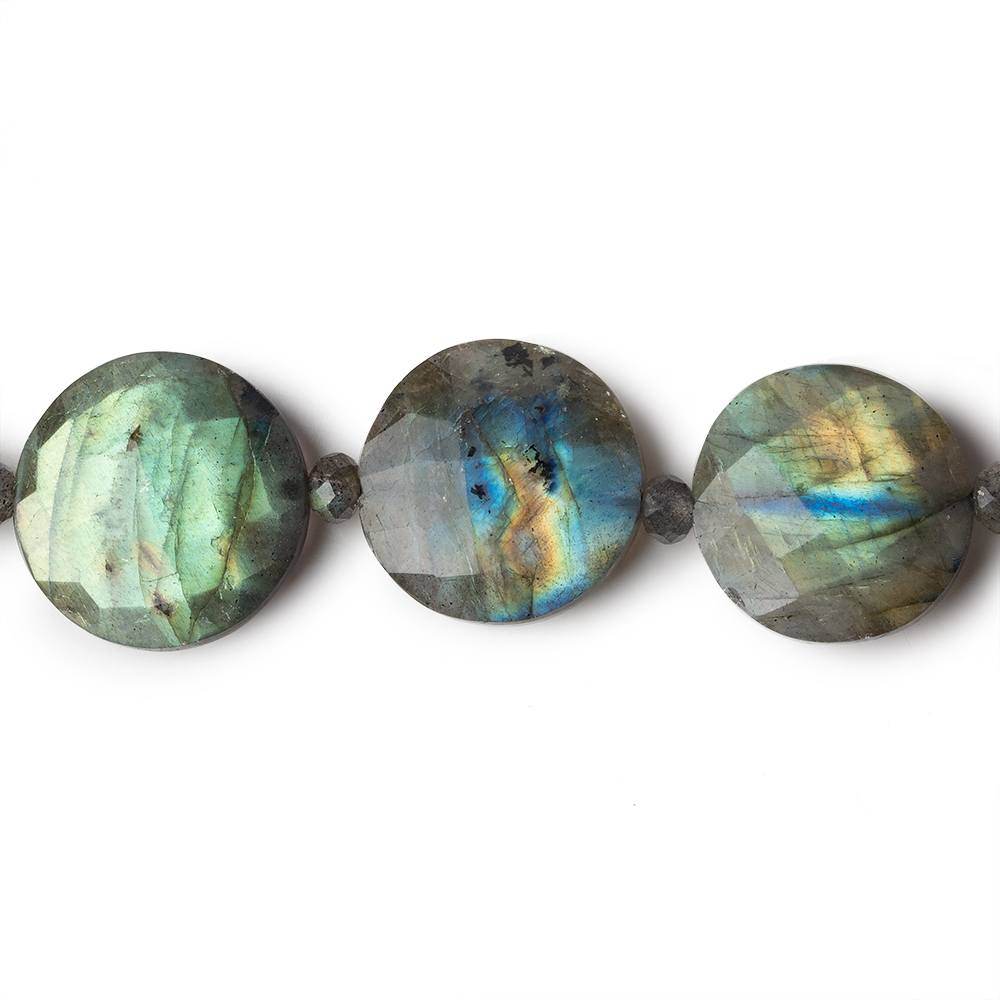  10-17mm Labradorite Faceted Coin Beads 16 inches 25 pieces AA 