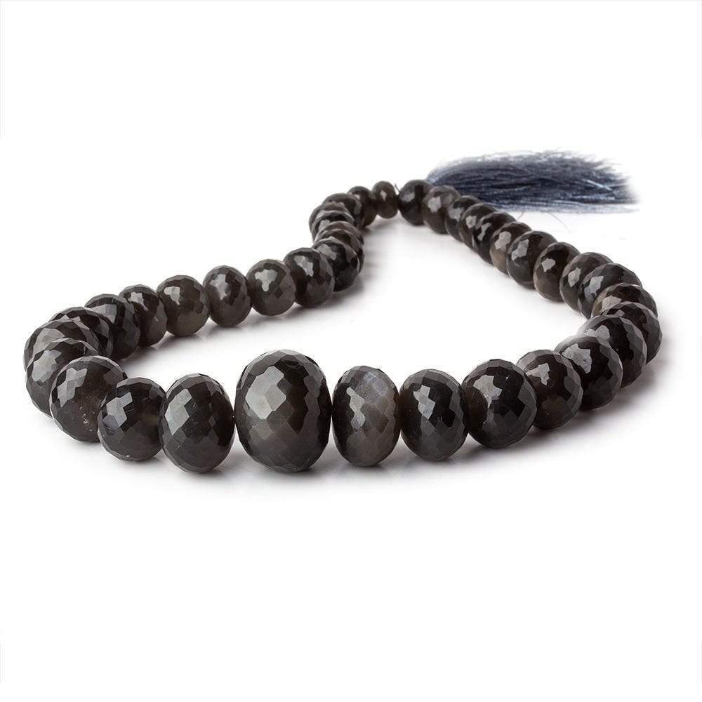  9-22mm Platinum Grey Moonstone Faceted Rondelles 16 inch 39 beads AAA 
