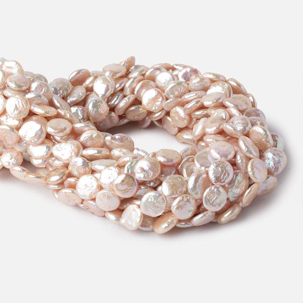  9.5-10.5mm Blush Peach Coin Freshwater Pearl 16 inch 37 pieces 